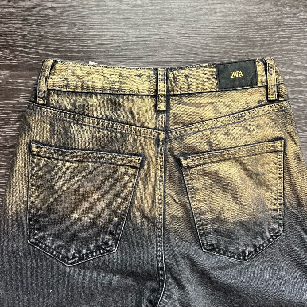 Zara Z1975 High-Waisted Straight-Leg Foil Jeans - Picture 7 of 10